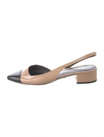 Pre-owned Veronica Beard Leather Colorblock Pattern Slingback Pumps In Neutral