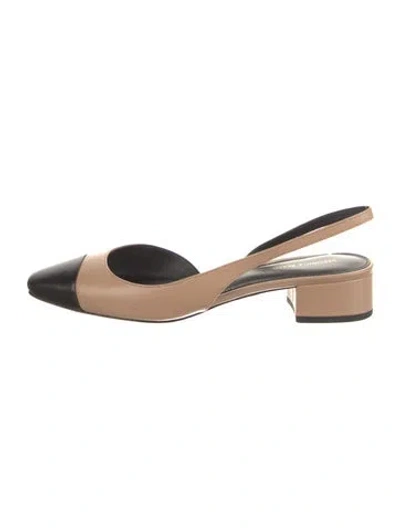 Pre-owned Veronica Beard Leather Colorblock Pattern Slingback Pumps In Neutral