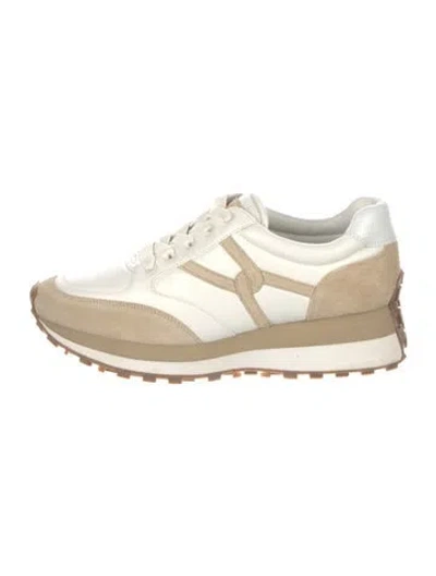 Pre-owned Veronica Beard Leather Colorblock Pattern Sneakers