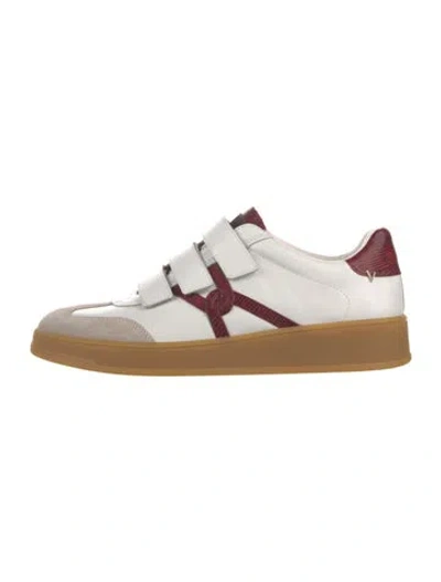 Pre-owned Veronica Beard Leather Colorblock Pattern Sneakers In Multi