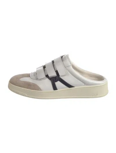 Pre-owned Veronica Beard Leather Colorblock Pattern Sneakers In White