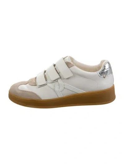 Pre-owned Veronica Beard Leather Colorblock Pattern Sneakers In Yellow