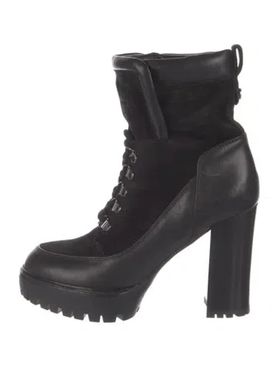 Pre-owned Veronica Beard Leather Combat Boots In Black
