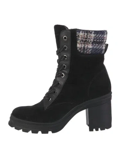 Pre-owned Veronica Beard Leather Combat Boots In Black