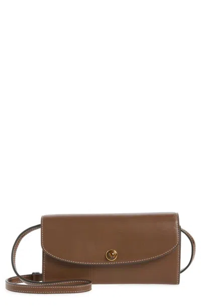 Veronica Beard Leather Crossbody Wallet In Whiskey