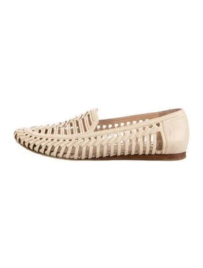 Pre-owned Veronica Beard Leather Cutout Accent Loafers In Neutrals