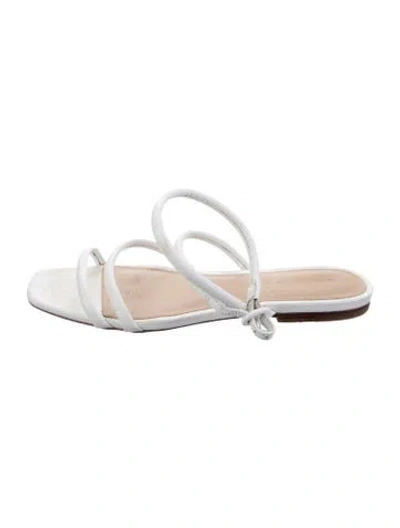 Pre-owned Veronica Beard Leather Cutout Accent Slides In White