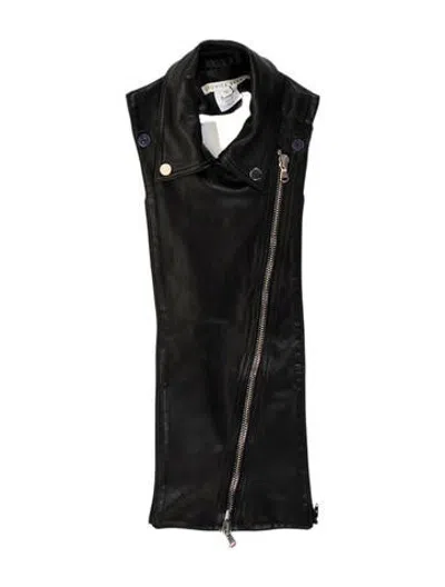 Pre-owned Veronica Beard Leather Dickey In Black