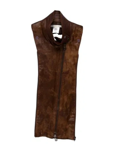 Pre-owned Veronica Beard Leather Dickey In Brown