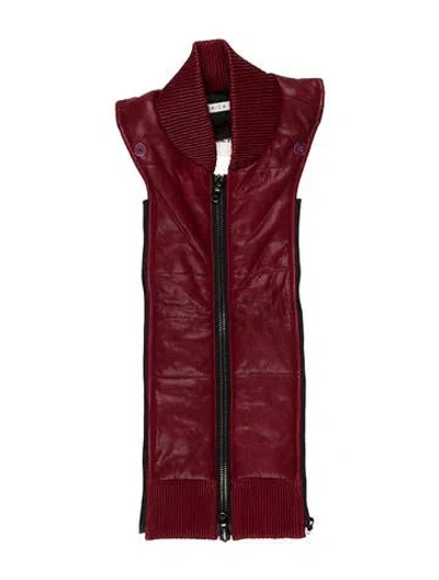 Pre-owned Veronica Beard Leather Dickey In Burgundy