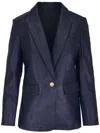 Veronica Beard Leather Dickey Jacket In Blue