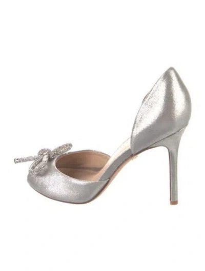 Pre-owned Veronica Beard Leather D'orsay Pumps In Silver