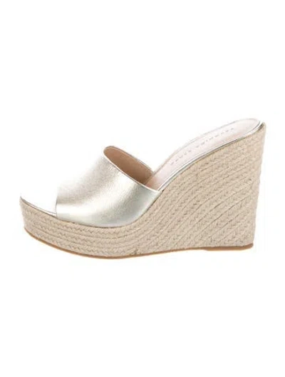 Pre-owned Veronica Beard Leather Espadrilles In Gold