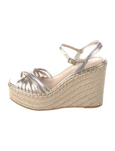 Pre-owned Veronica Beard Leather Espadrilles In Gold/metallic