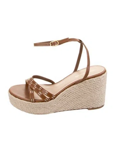 Pre-owned Veronica Beard Leather Espadrilles In Gold/metallic