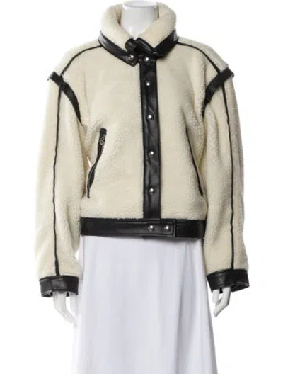 Pre-owned Veronica Beard Leather Faux Fur Jacket W/ Tags In Neutral