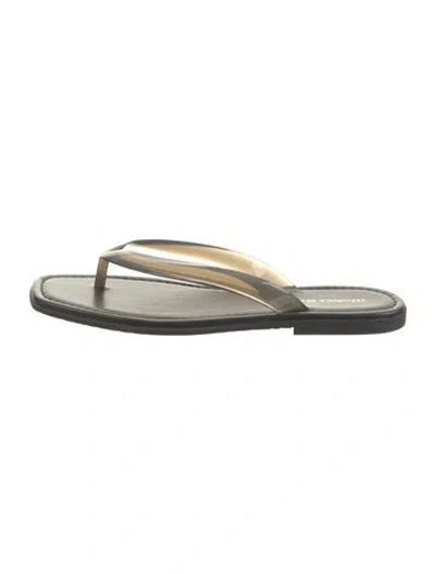 Pre-owned Veronica Beard Leather Flip Flops In Black