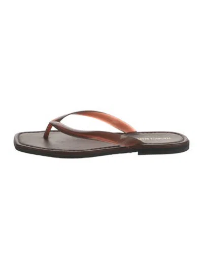 Pre-owned Veronica Beard Leather Flip Flops In Brown
