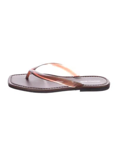 Pre-owned Veronica Beard Leather Flip Flops In Brown