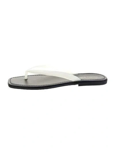 Pre-owned Veronica Beard Leather Flip Flops In Silver