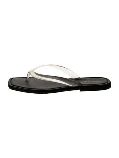 Pre-owned Veronica Beard Leather Flip Flops In Silver