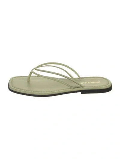 Pre-owned Veronica Beard Leather Flip Flops W/ Tags In Green