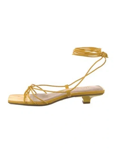 Pre-owned Veronica Beard Leather Gladiator Sandals In Yellow