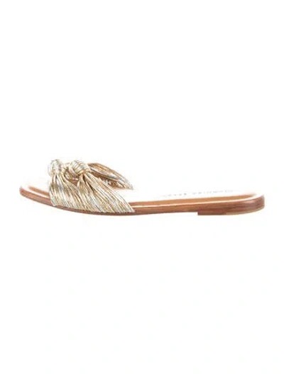 Pre-owned Veronica Beard Leather Glitter Accents Slides In Gold/silver