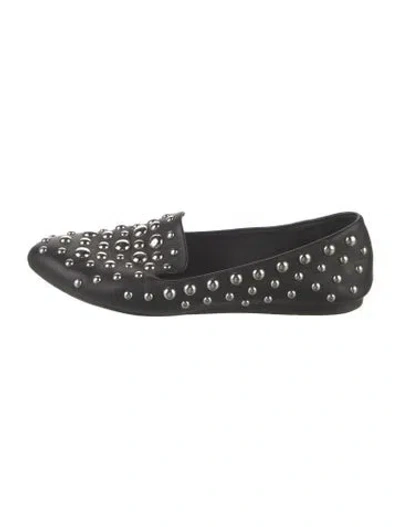 Pre-owned Veronica Beard Leather Graphic Print Loafers In Black