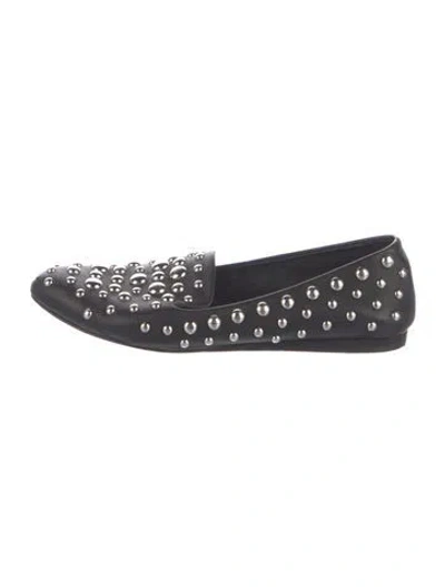 Pre-owned Veronica Beard Leather Graphic Print Loafers In Black