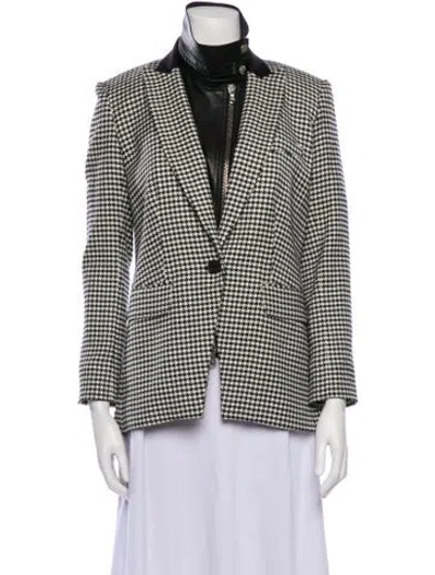 Pre-owned Veronica Beard Leather Houndstooth Print Evening Jacket In Multi
