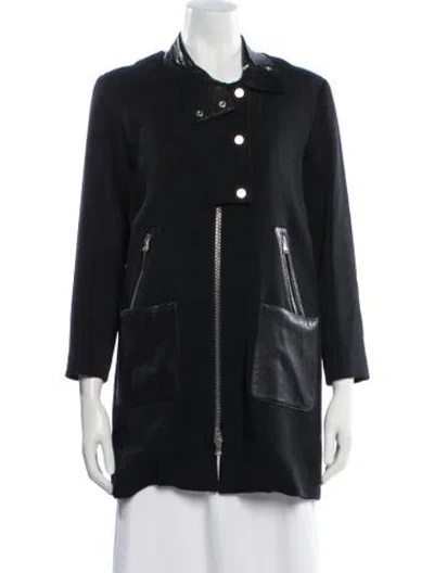 Pre-owned Veronica Beard Leather Jacket In Blue