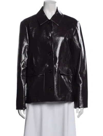 Pre-owned Veronica Beard Leather Jacket In Purple