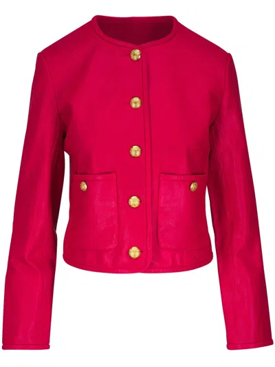 Veronica Beard Leather Jacket In Red