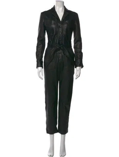 Pre-owned Veronica Beard Leather Jumpsuit In Black