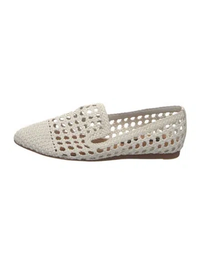 Pre-owned Veronica Beard Leather Lace Pattern Loafers In White