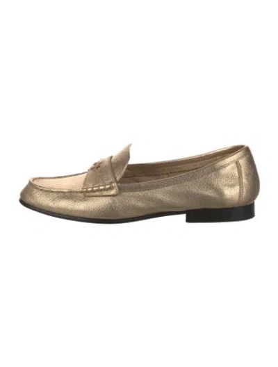 Pre-owned Veronica Beard Leather Loafers In Gold