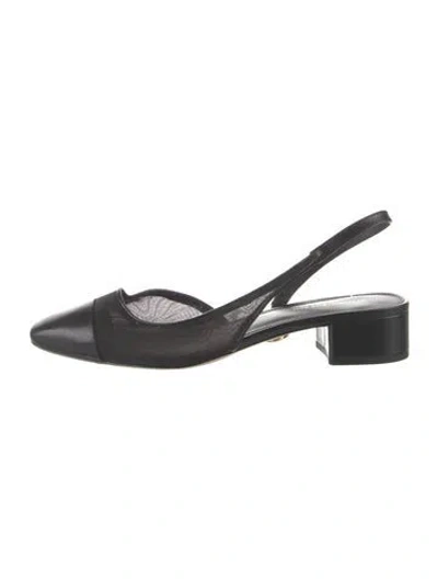 Pre-owned Veronica Beard Leather Mesh Accents Slingback Pumps In Black