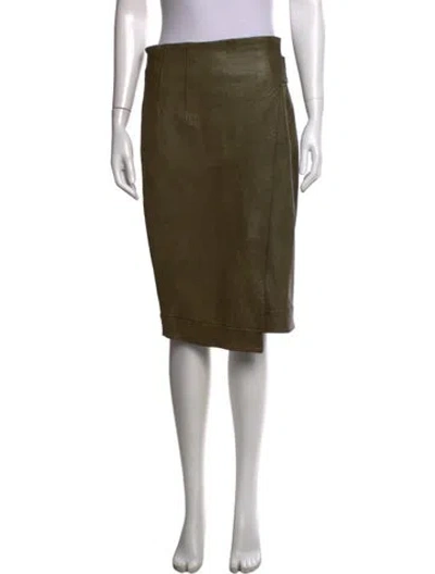 Pre-owned Veronica Beard Leather Midi Length Skirt In Green