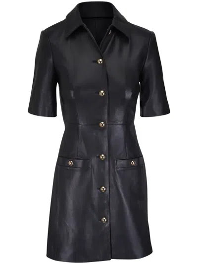 Veronica Beard Leather Mini Dress In Black