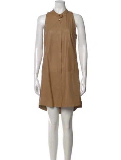 Pre-owned Veronica Beard Leather Mini Dress In Neutral