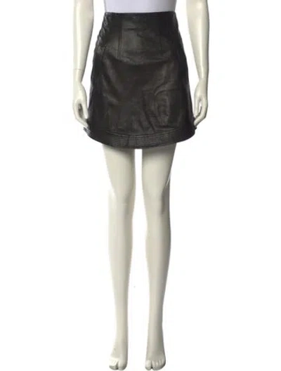 Pre-owned Veronica Beard Leather Mini Skirt In Black
