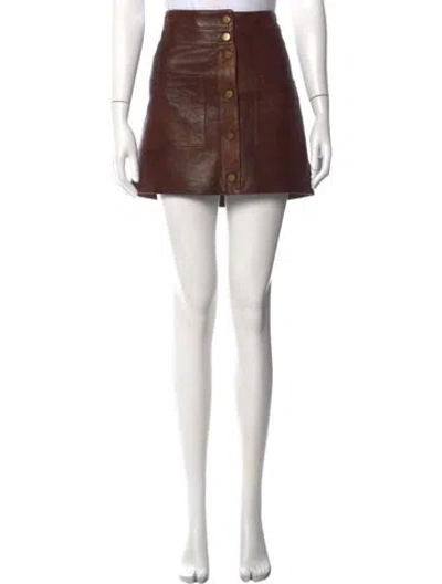 Pre-owned Veronica Beard Leather Mini Skirt In Brown