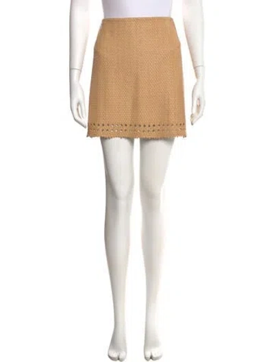 Pre-owned Veronica Beard Leather Mini Skirt In Neutral