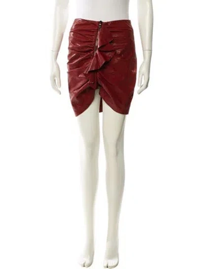 Pre-owned Veronica Beard Leather Mini Skirt In Red