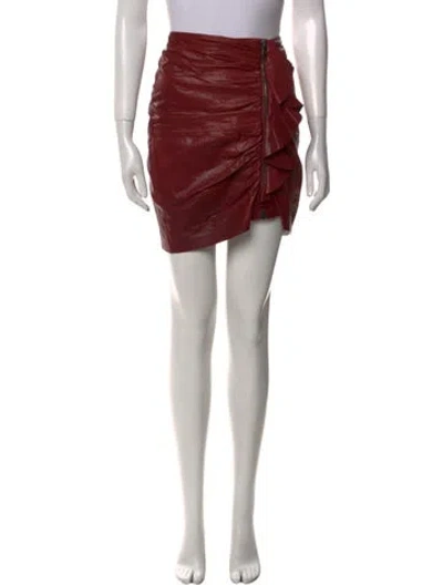 Pre-owned Veronica Beard Leather Mini Skirt In Red