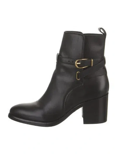 Pre-owned Veronica Beard Leather Moto Boots In Black