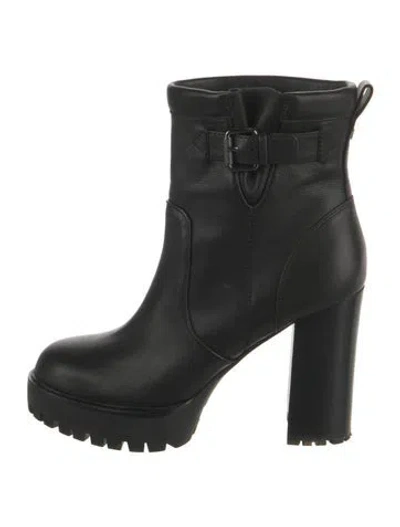 Pre-owned Veronica Beard Leather Moto Boots In Black