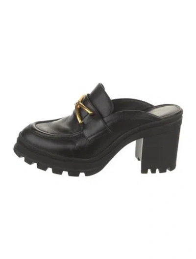 Pre-owned Veronica Beard Leather Mules In Black
