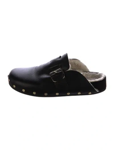 Pre-owned Veronica Beard Leather Mules In Black